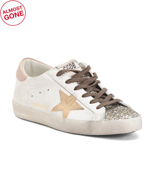 Made In Italy Leather Sneakers With Glitter Detail | TJ Maxx