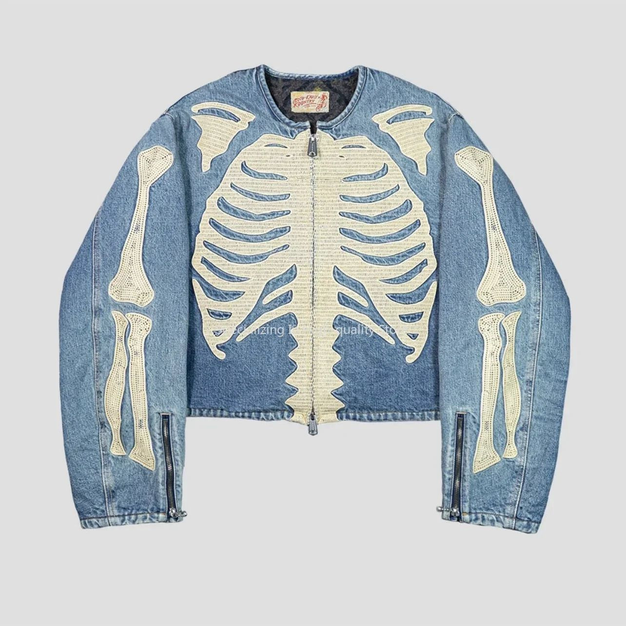 24SS KAPITAL Hirata Hiroshi doublesided denim jacket heavyduty industrial bone stitch embroidery ... | DHGate
