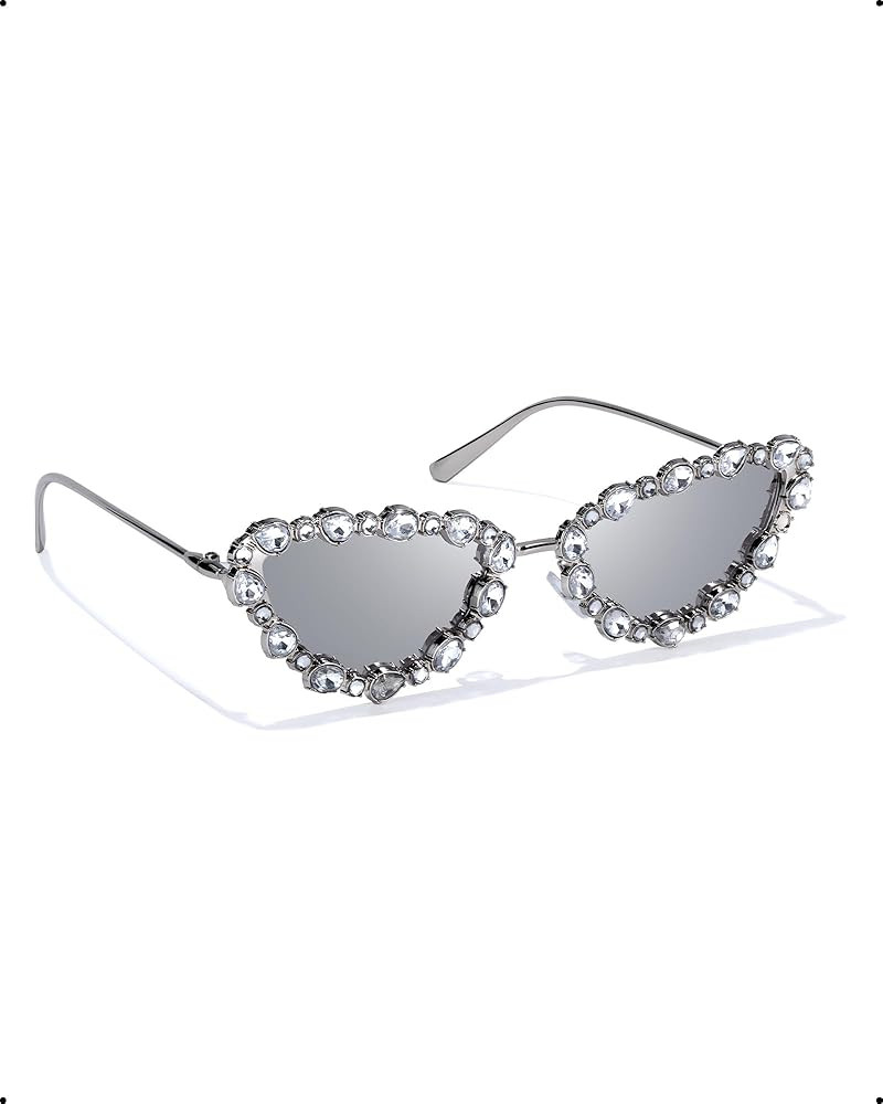 Rhinestone Sunglasses for Women Bling Bling Glasses Jeweled Frame Costume Party Accessory | Amazon (US)