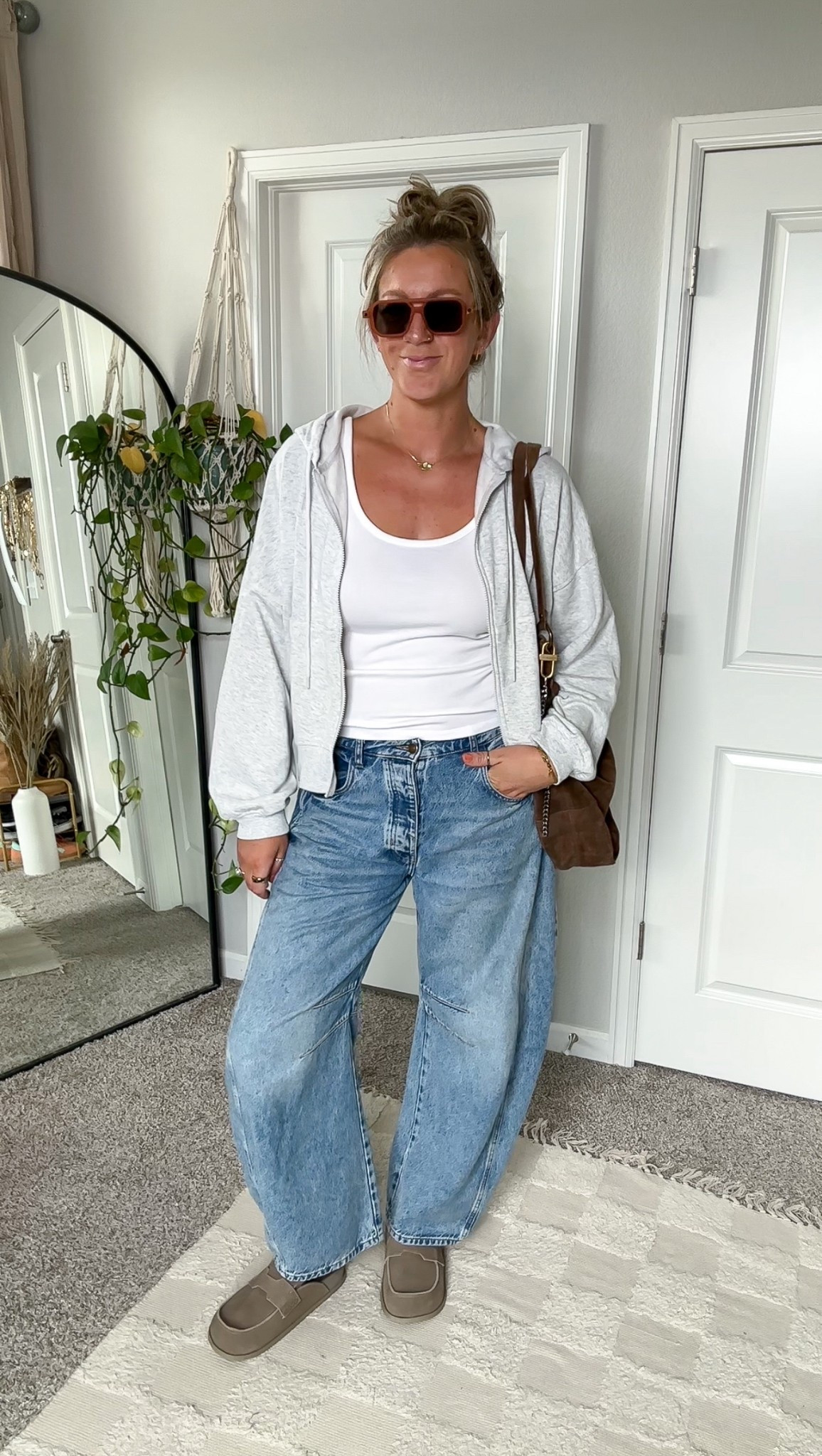 Hoodie on sale for $25! 
✨Large tank, large hoodie, 30 tall jeans (also linked similar for more length options) 11 mules 

#LTKOver40 #LTKMidsize