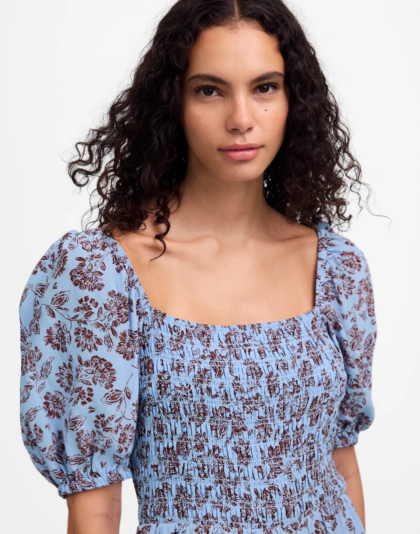 Smocked Puff-Sleeve Dress in Floral | Madewell