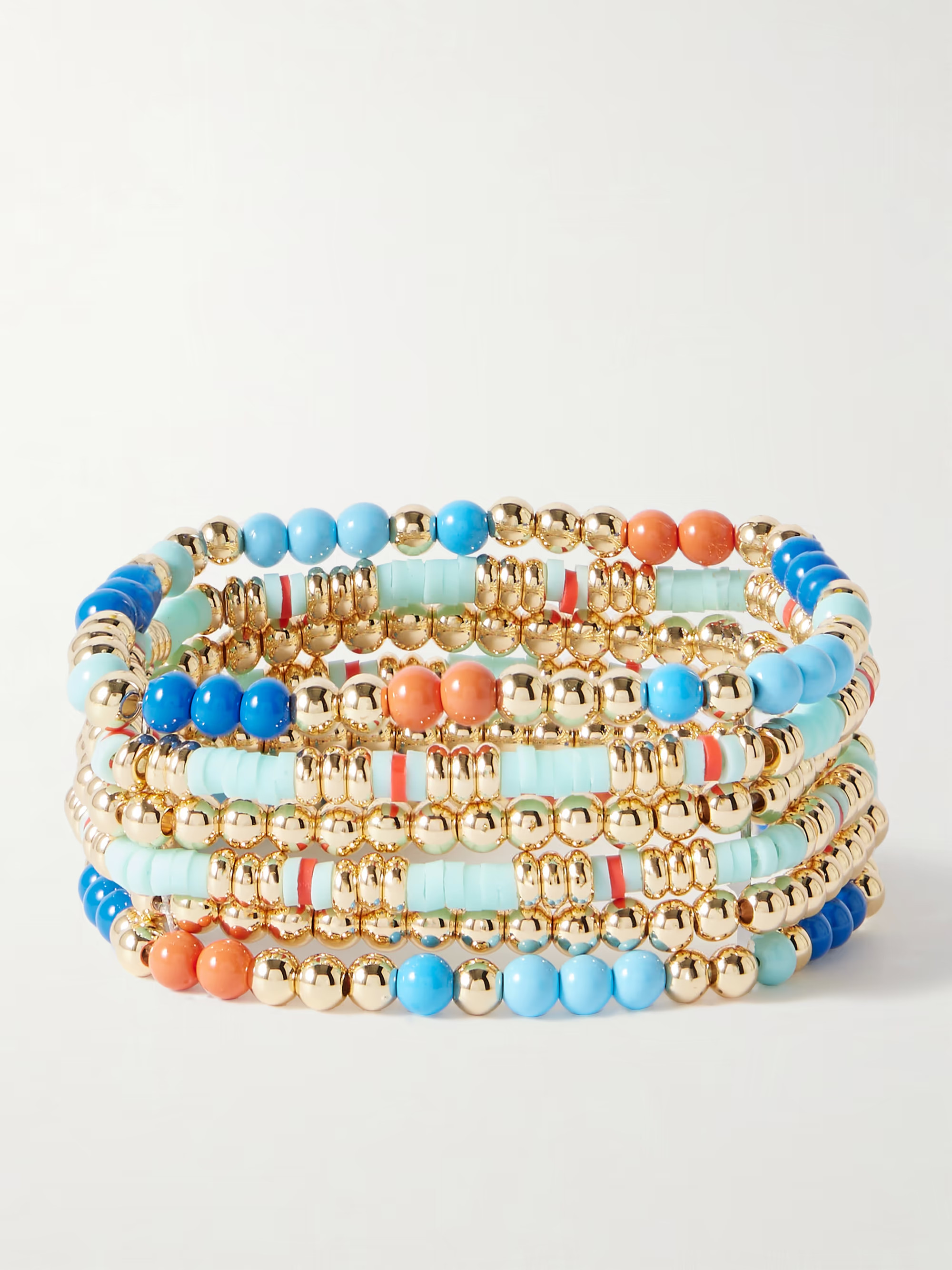 Colour Therapy set of six gold-tone and enamel beaded bracelets | NET-A-PORTER (UK & EU)