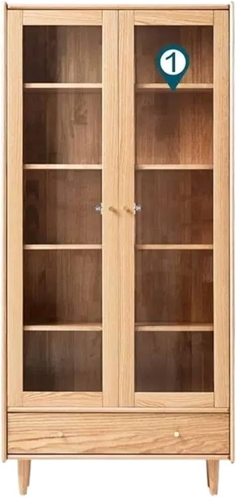 Solid Wood Dustproof Bookcase, Floor Storage Shelf Bookshelf for Home Living Room (Color : 90x32x... | Amazon (US)
