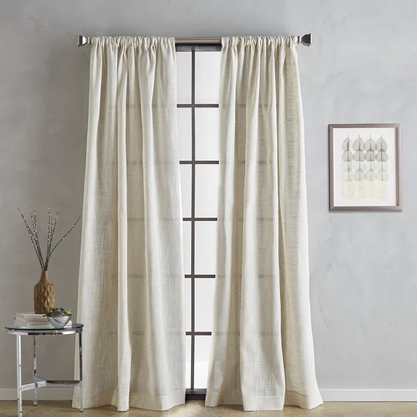 Classic Linen Solid Color Semi-Sheer Rod Pocket Panel Pair (Set of 2) | Wayfair North America
