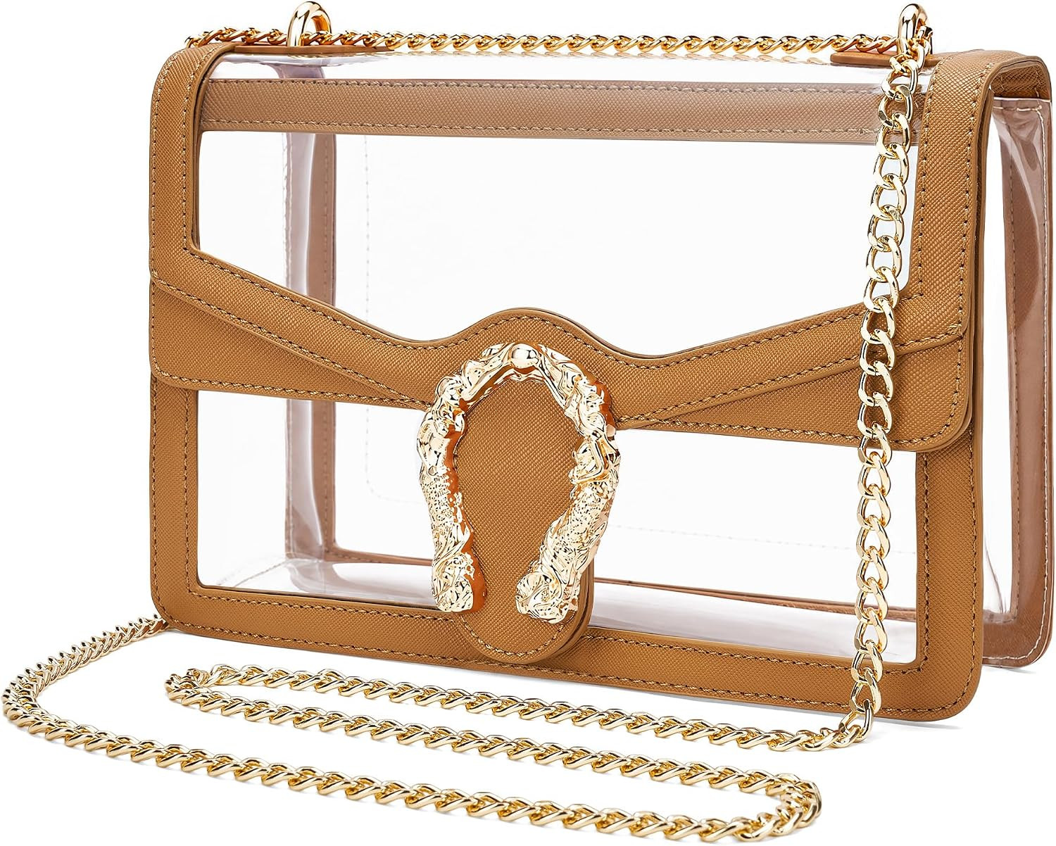 Clear Crossbody Bag for Women Stadium Approved Clear Purse with Chain Strap Cute Clear Bag for Sports Events | Amazon (US)