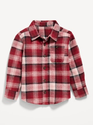 Cozy Long-Sleeve Plaid Pocket Shirt for Toddler Boys | Old Navy (US)