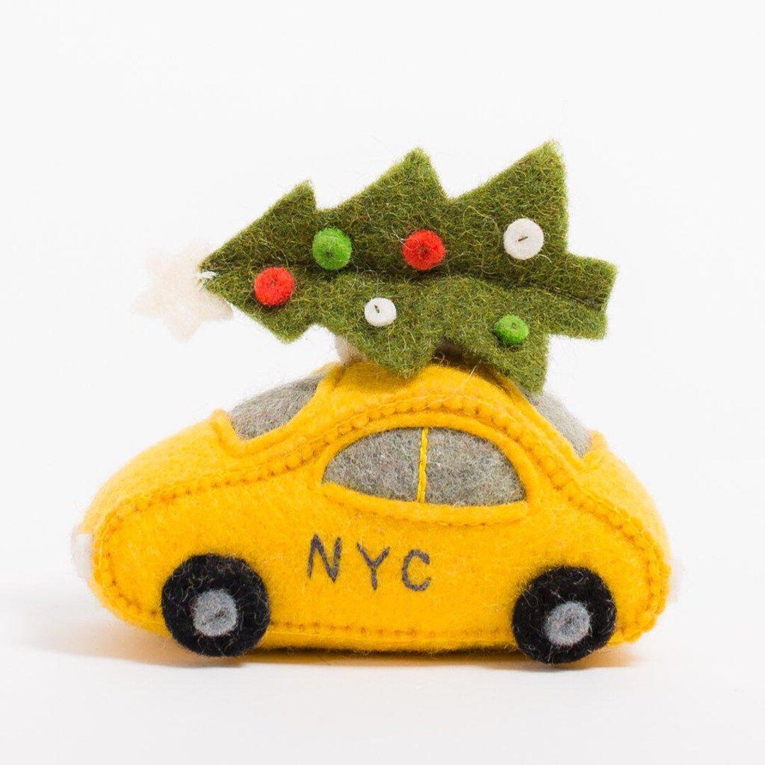 Felt Taxi Ornament Holiday Taxi Felt Christmas Ornament - Etsy | Etsy (US)