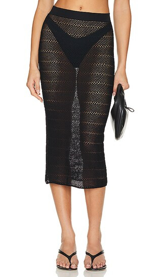 Long Crochet Skirt in Black | Revolve Clothing (Global)