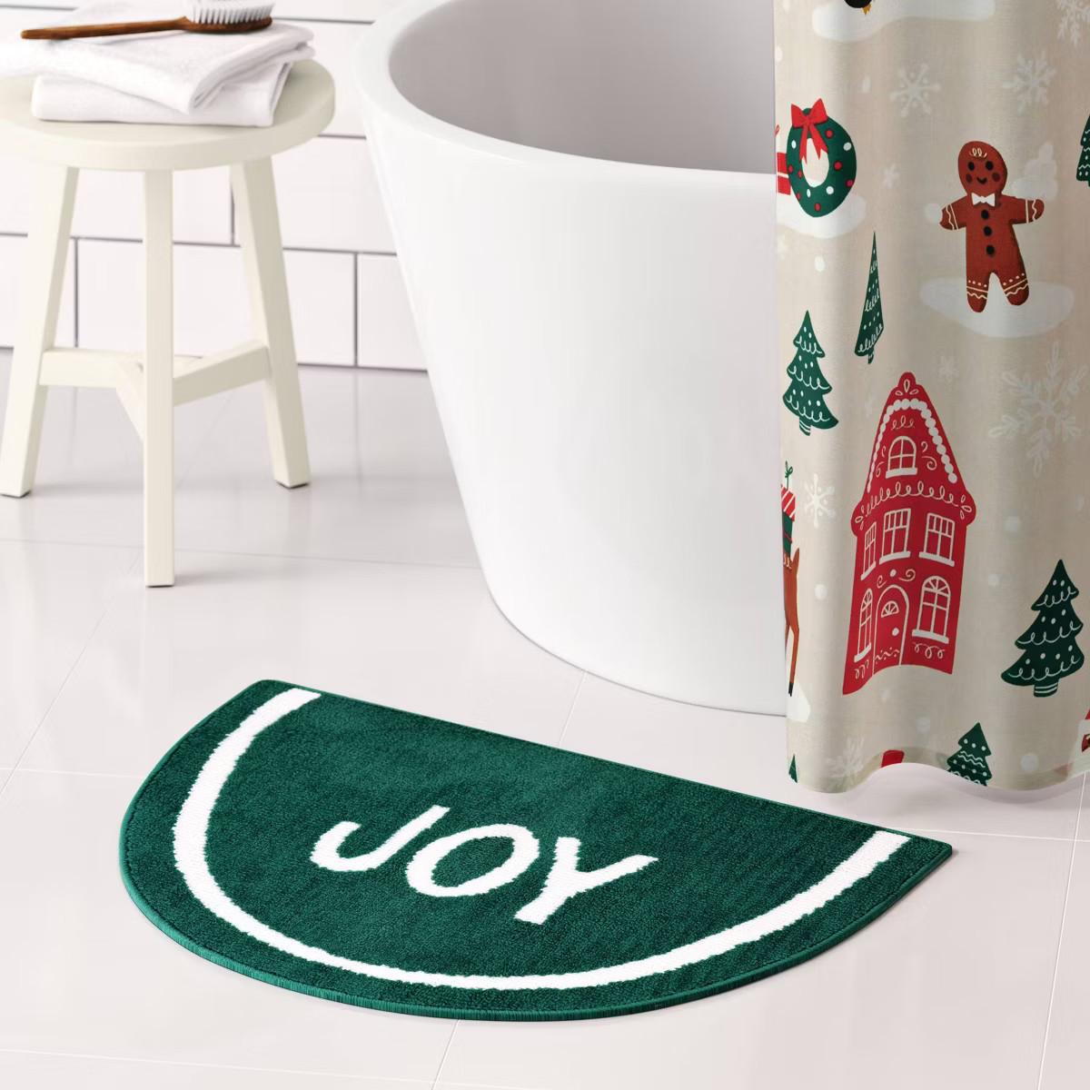 17"x24" 'Joy' Christmas Bath Rug Green - Wondershop™ | Target
