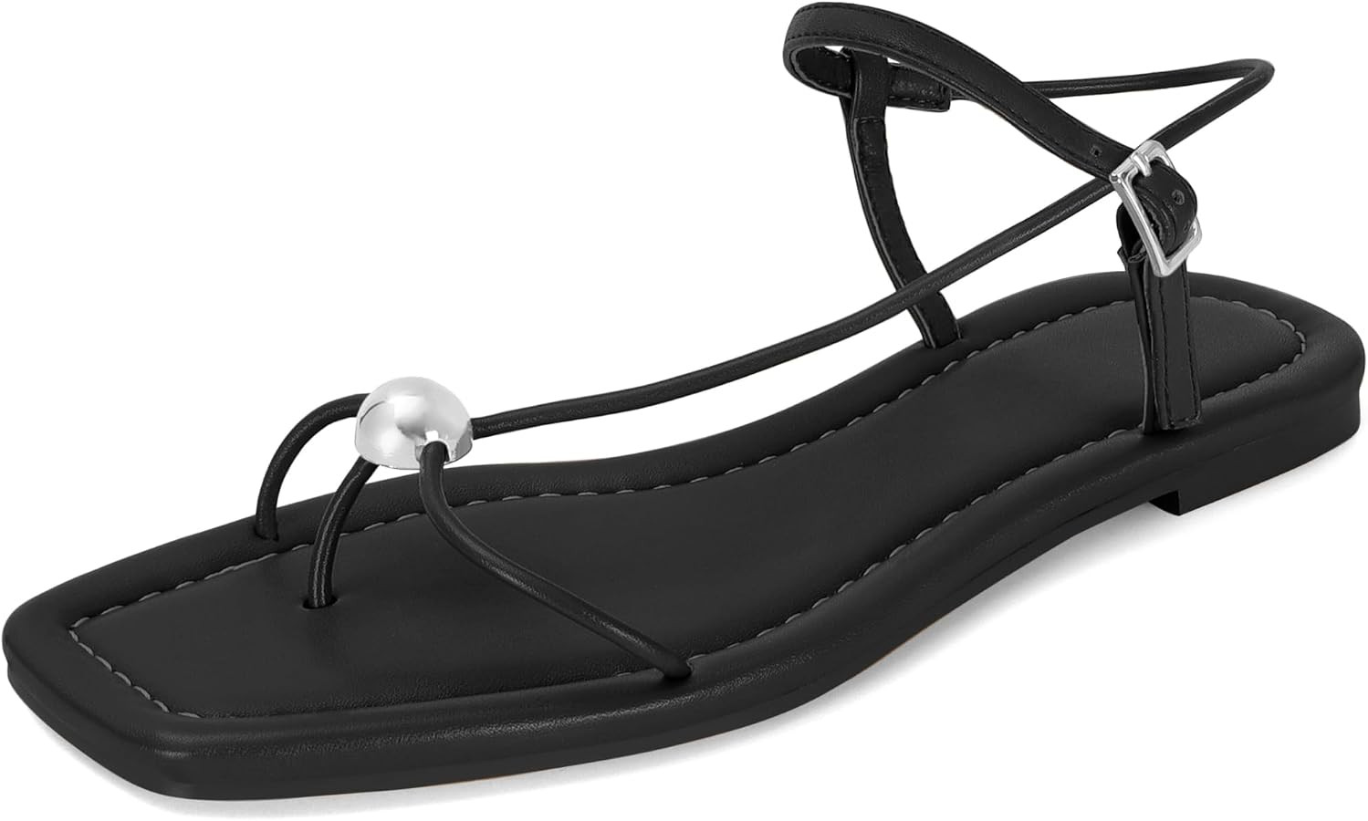 Strappy Flat Sandals for Women Comfortable Dressy Summer Beach Thong Flip Flop Slide Sandals with... | Amazon (US)