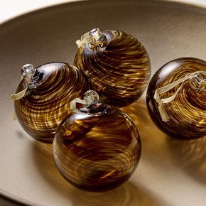 Large Glass Marbled Ball Ornaments (Set of 4) | West Elm (US)