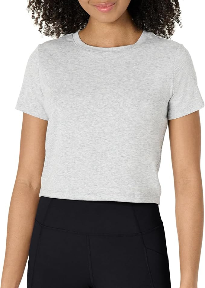 Amazon Essentials Women's Active Soft Cotton Crewneck Short Sleeve Yoga Workout Lightweight Cropp... | Amazon (US)