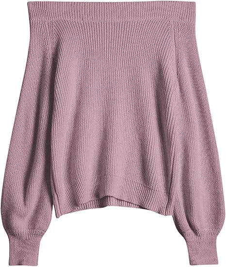 ZAFUL Women Off Shoulder Sweater Long Sleeve Knit Sweater Loose Pullover Jumper Tops | Amazon (US)