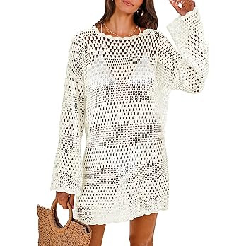ANRABESS Women Swimsuit Crochet Swim Cover Up 2026 Summer Bathing Suit Swimwear Mesh Knit Beach D... | Amazon (US)