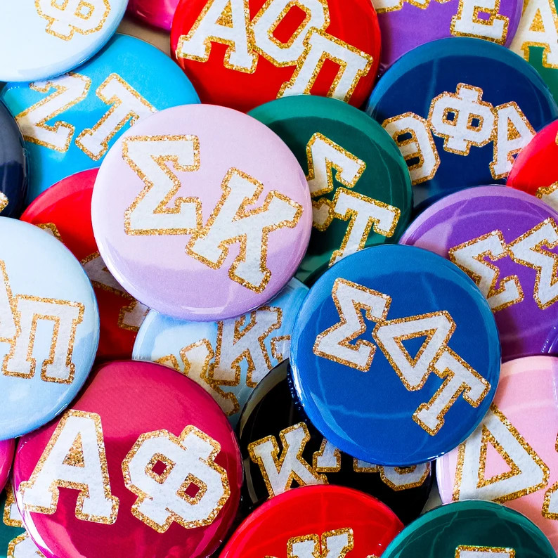 Varsity Letter Sorority Buttons (Includes One)//Available For All Organizations//See Description ... | Etsy (Global)