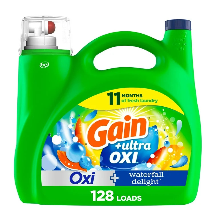 Gain Ultra Oxi Liquid Laundry Detergent, Waterfall Delight Scent, 184 fl oz, 128 Loads - Walmart.... | Walmart (US)