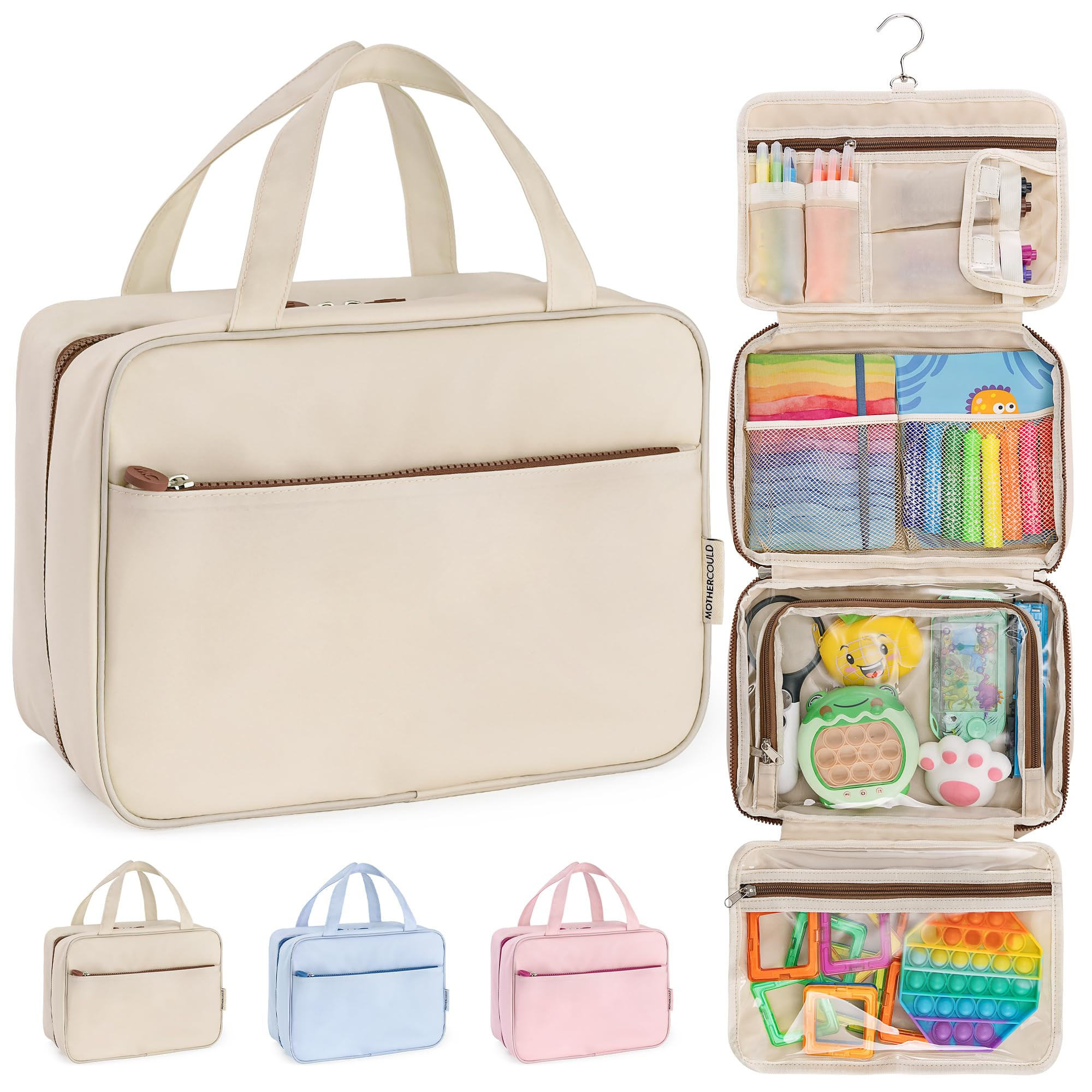 Kids Travel Organizer – Multi-Compartment, Water-Resistant Hanging Bag for Toys, Snacks, & Acti... | Amazon (US)