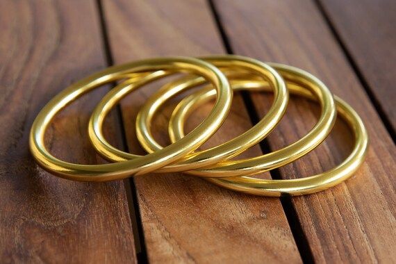 Gold Thick Stainless Steel Bangle Bracelet Stacking Gold | Etsy | Etsy (US)