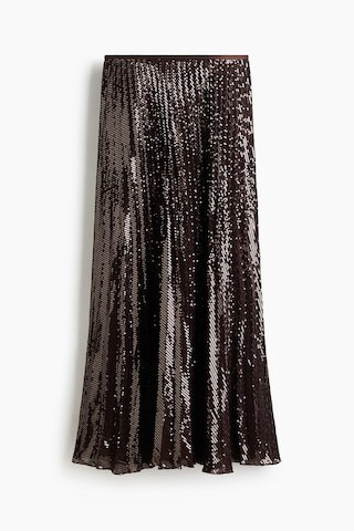 H & M - Sequined Plissé Skirt - Brown | H&M (US + CA)