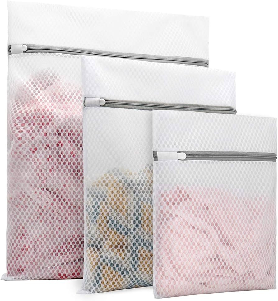 3Pcs Durable Honeycomb Mesh Laundry Bags for Delicates (1 Large 16 x 20 Inches, 1 Medium 12 x 16 ... | Amazon (US)