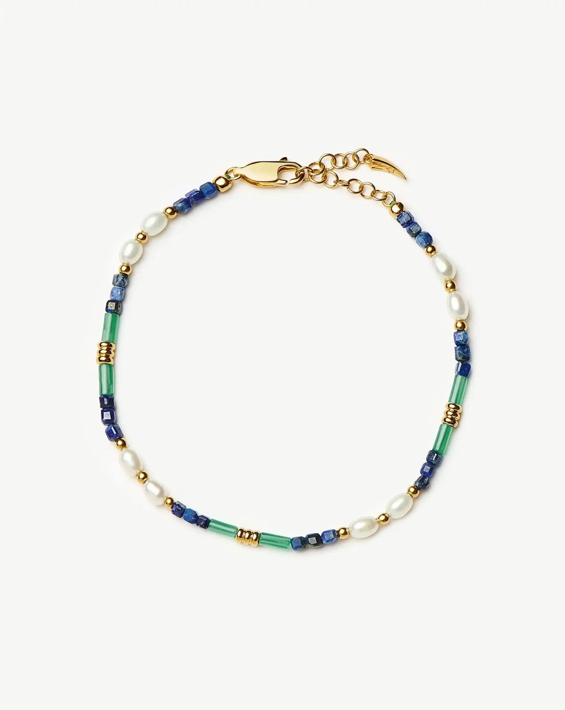 Beaded Gemstone & Pearl Bracelet in Lagoon Blue | Missoma UK | Missoma UK