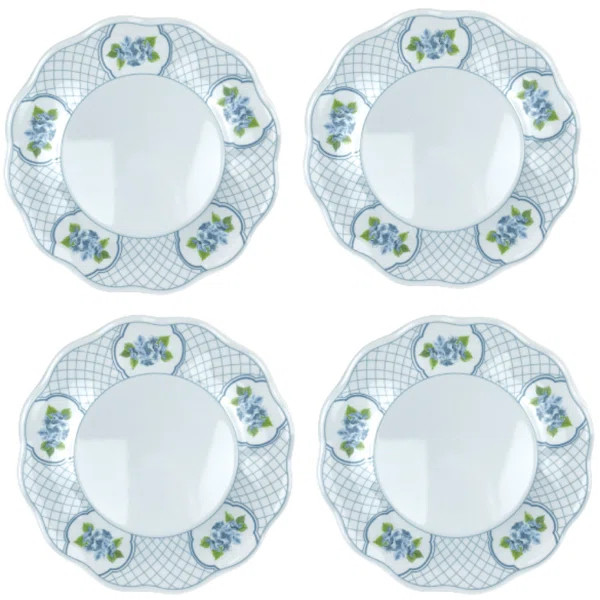BEAUTIFUL SET OF HYDRANGEA GARDEN DINNER PLATES (GREEN) (Set of 4) | Wayfair North America