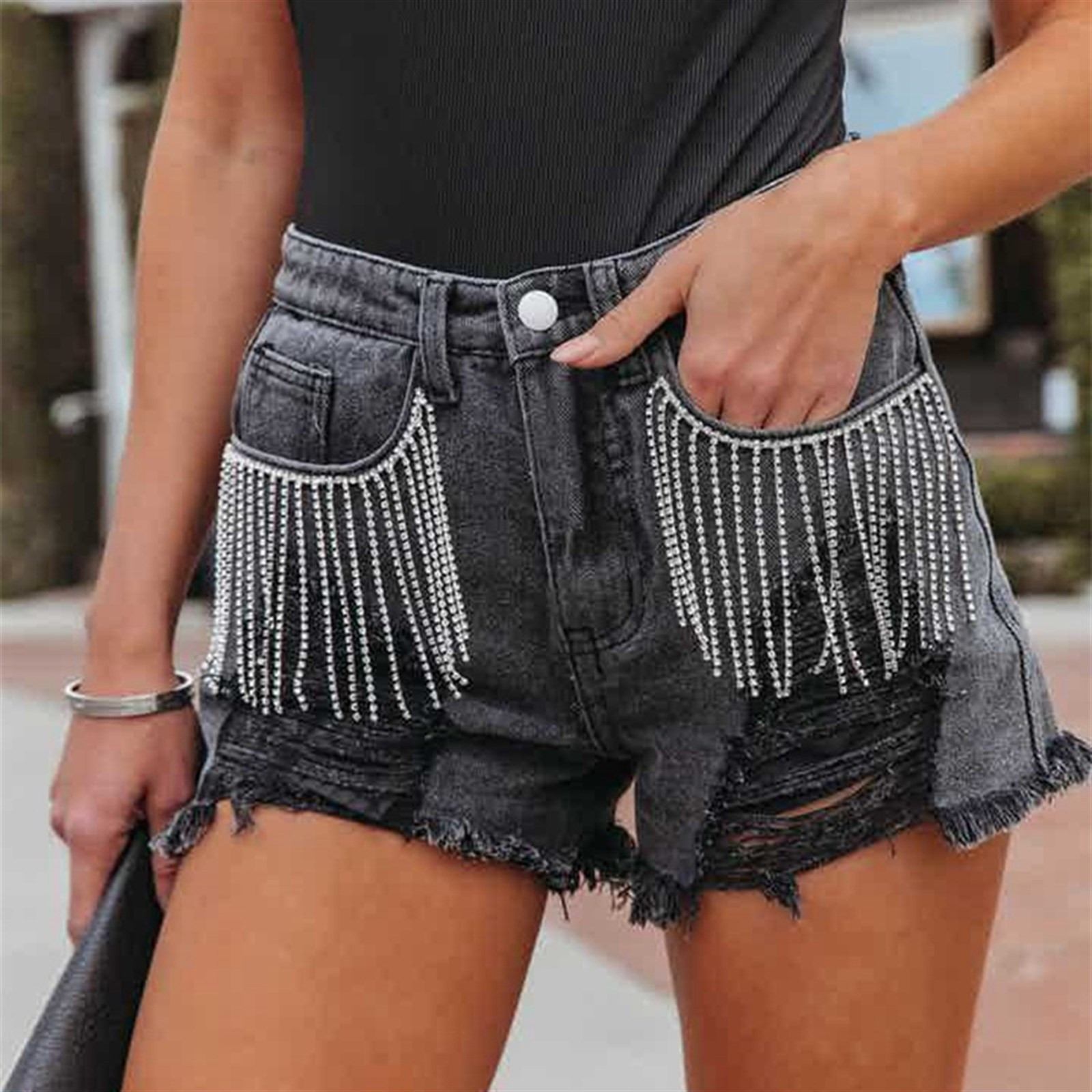 Tassels Denim Shorts | Jane