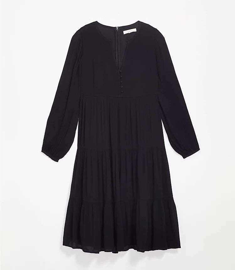 Button Tiered Midi Dress | LOFT | LOFT