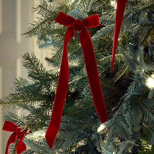Velvet Bow Clip-On Ornaments (Set of 6) | West Elm (US)