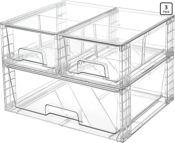 Vtopmart 3 Pack Stackable Storage Drawers, Easily Assemble Acrylic Bathroom Undersink Organizers,... | Amazon (US)