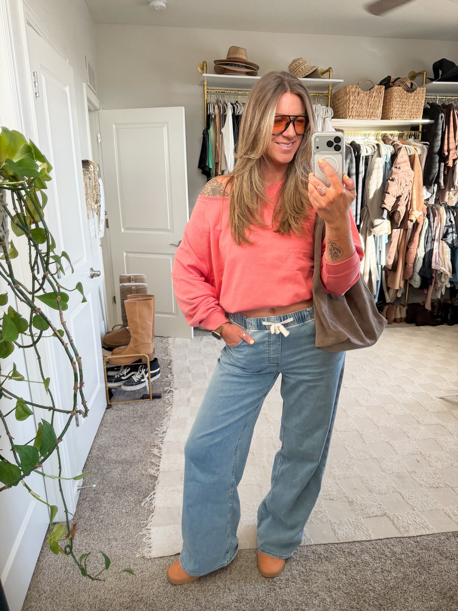 Large sweatshirt, medium tall jeans, 11 sneakers 

#LTKOver40 #LTKValentine #LTKTall