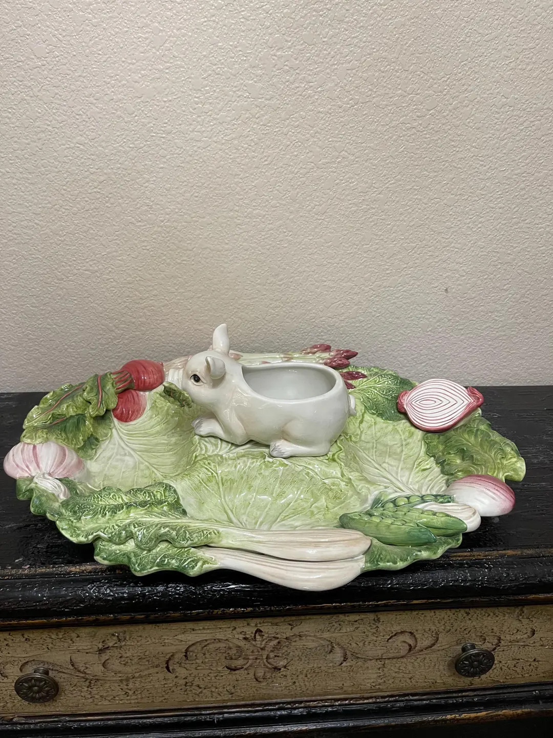 vintage Fitz and Floyd French Market divided serving platter featuring a central pig character su... | Etsy (Global)