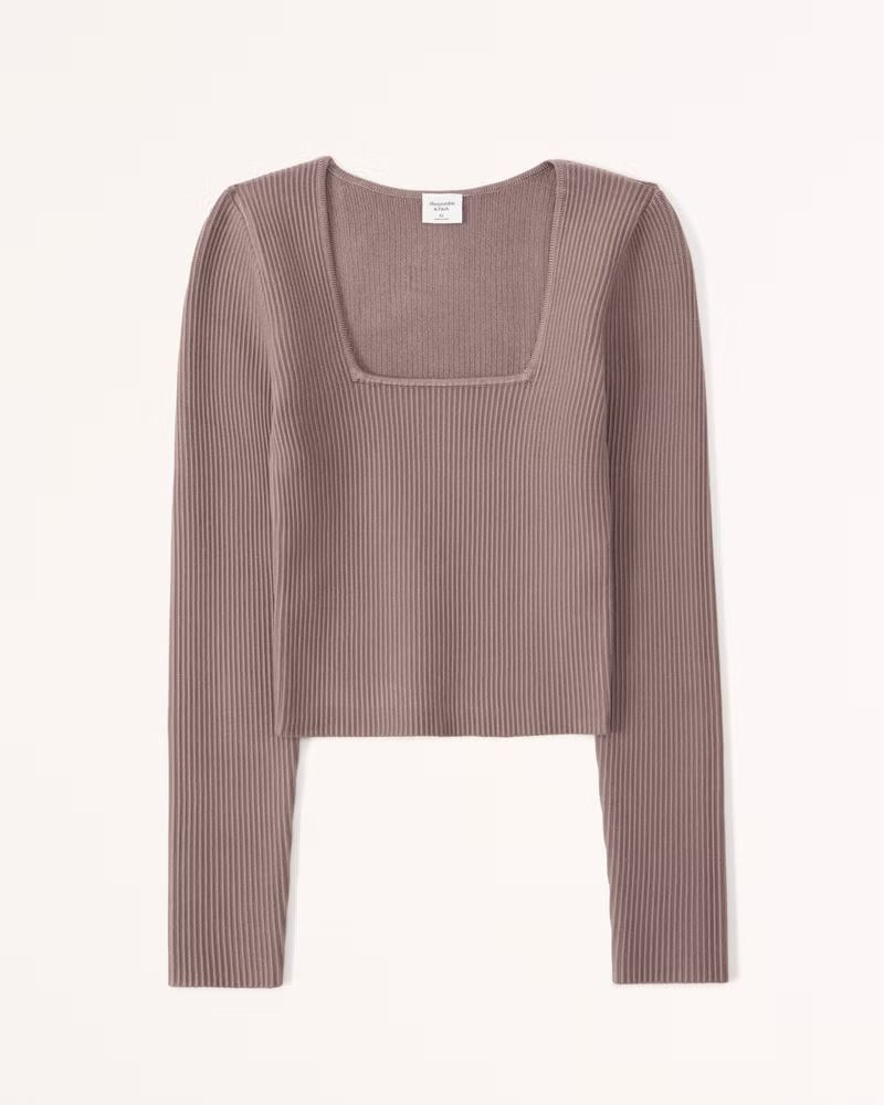 Long Sleeve Ottoman Squareneck Top | Abercrombie & Fitch (US)