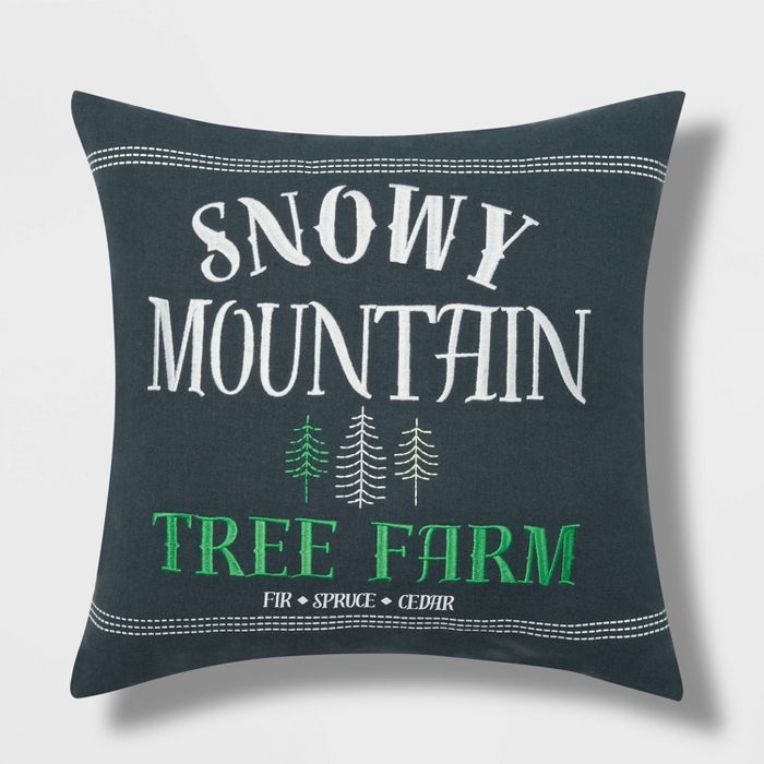 Snowy Mountain Throw Pillow Reversible Green/Black Stripe - Wondershop™ | Target