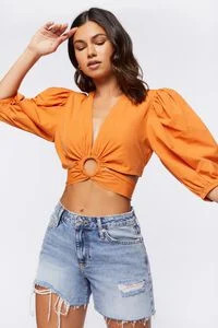 Peasant-Sleeve Crop Top | Forever 21 | Forever 21 (US)