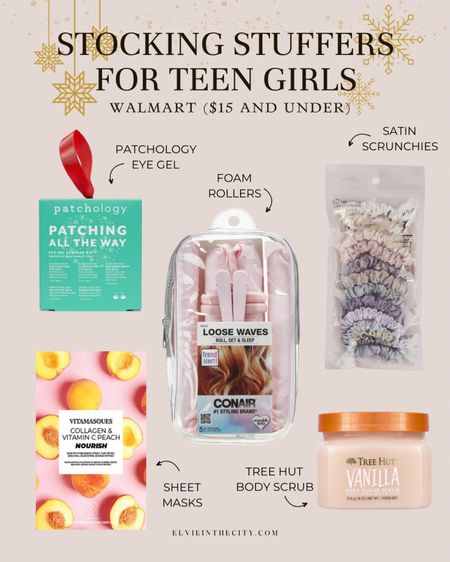 Stocking stuffers for teen girls - all under $15! Ideas include eye gel, sheet masks, foam rollers, body scrub, and satin scrunchies. 

Gifts for her, stocking stuffers, gifts under $15, gifts under $20, gift guide, Walmart gifts 

#walmartpartner
@walmart
#iywyk
#walmartfinds

#LTKHoliday #LTKCyberWeek #LTKGiftGuide