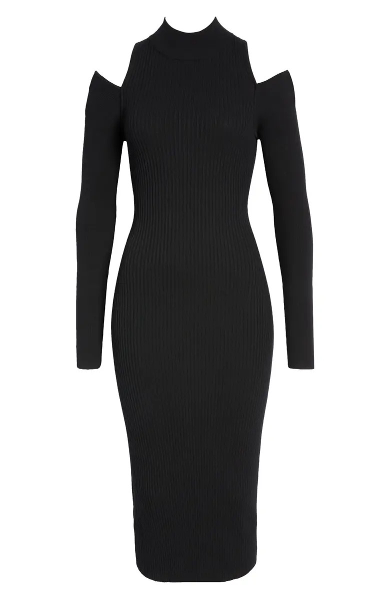 Open Edit Mock Neck Cold Shoulder Long Sleeve Sweater Dress | Nordstrom | Nordstrom