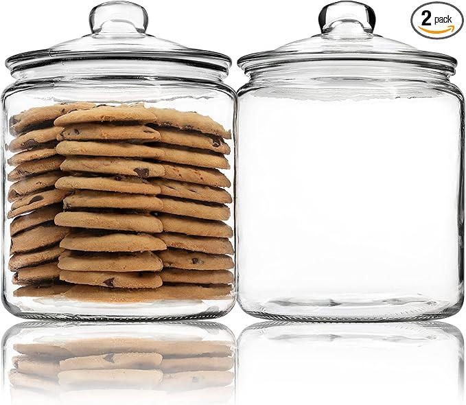 1 Gallon Glass Cookie Jar - Large Food Storage Container with Airtight Lid - Keep Fresh Flour, Ch... | Amazon (US)
