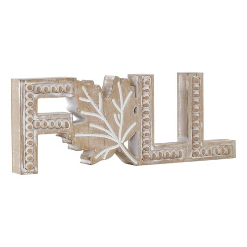 BAYSBAI Wooden Fall Decorations for Home Indoor, Rustic Fall Sign with Beaded Letters Maple Leaf for Autumn Thanksgiving, Freestanding Fall Centerpieces for Tables Shelf Mantel Desk Cubicle | Amazon (US)