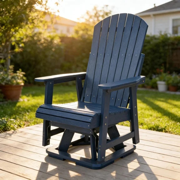 Better Homes & Gardens Bellamy Outdoor 1pk Swivel Glider Chair, Tan Wicker/Blue Cushion | Walmart (US)