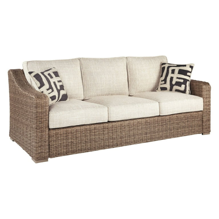 Signature Design by Ashley Beachcroft Wicker Outdoor Sofa with Cushion | Walmart (US)