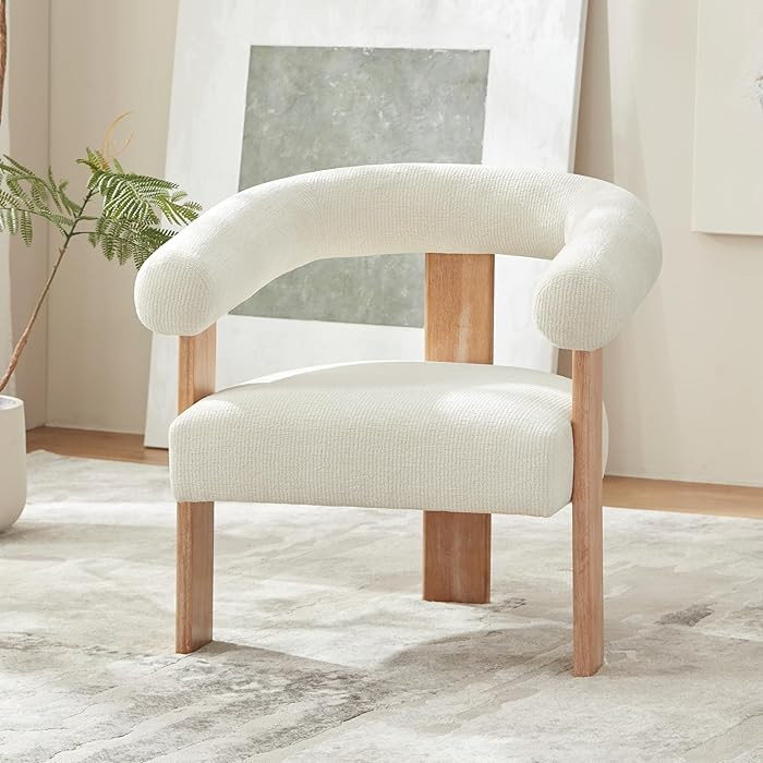 VKNOW Accent Chair Living Room Chair, Modern Upholstered Arm Chair with Solid Wood Legs, Comfy Ba... | Amazon (US)