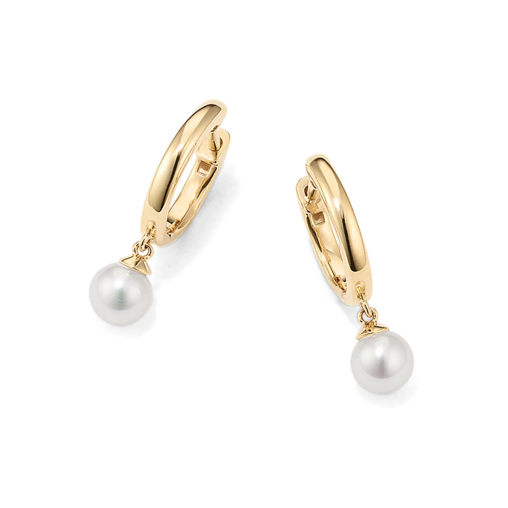 Freshwater Cultured Pearl Drop Hoops | Shane Co