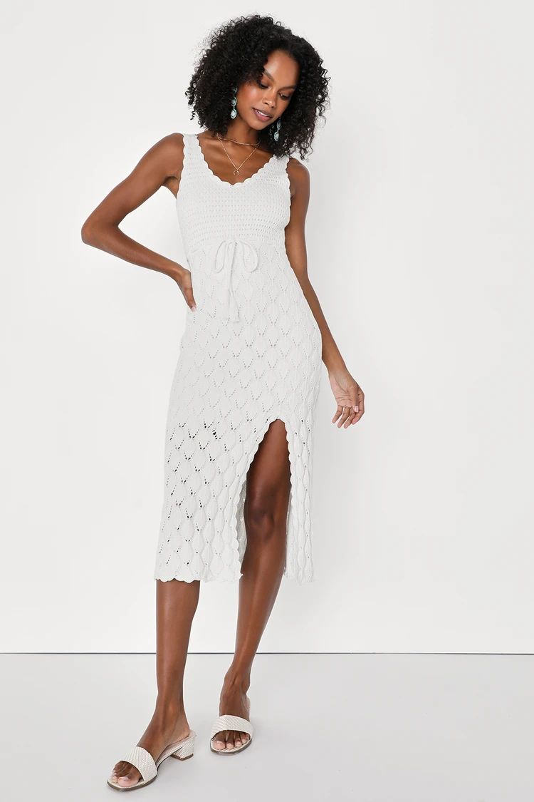 Sunny Daydreams White Sleeveless Crochet Midi Sweater Dress | Lulus (US)