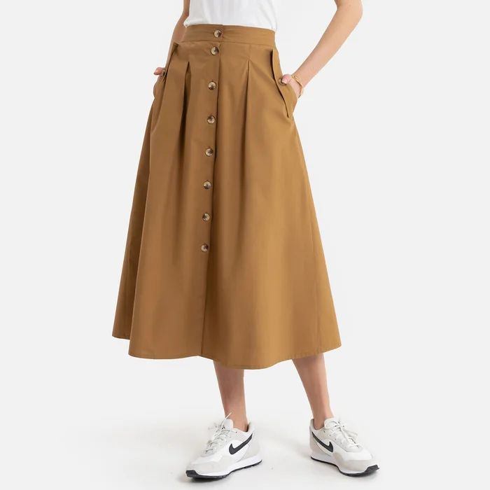Cotton Mid-Length Skirt | La Redoute (UK)