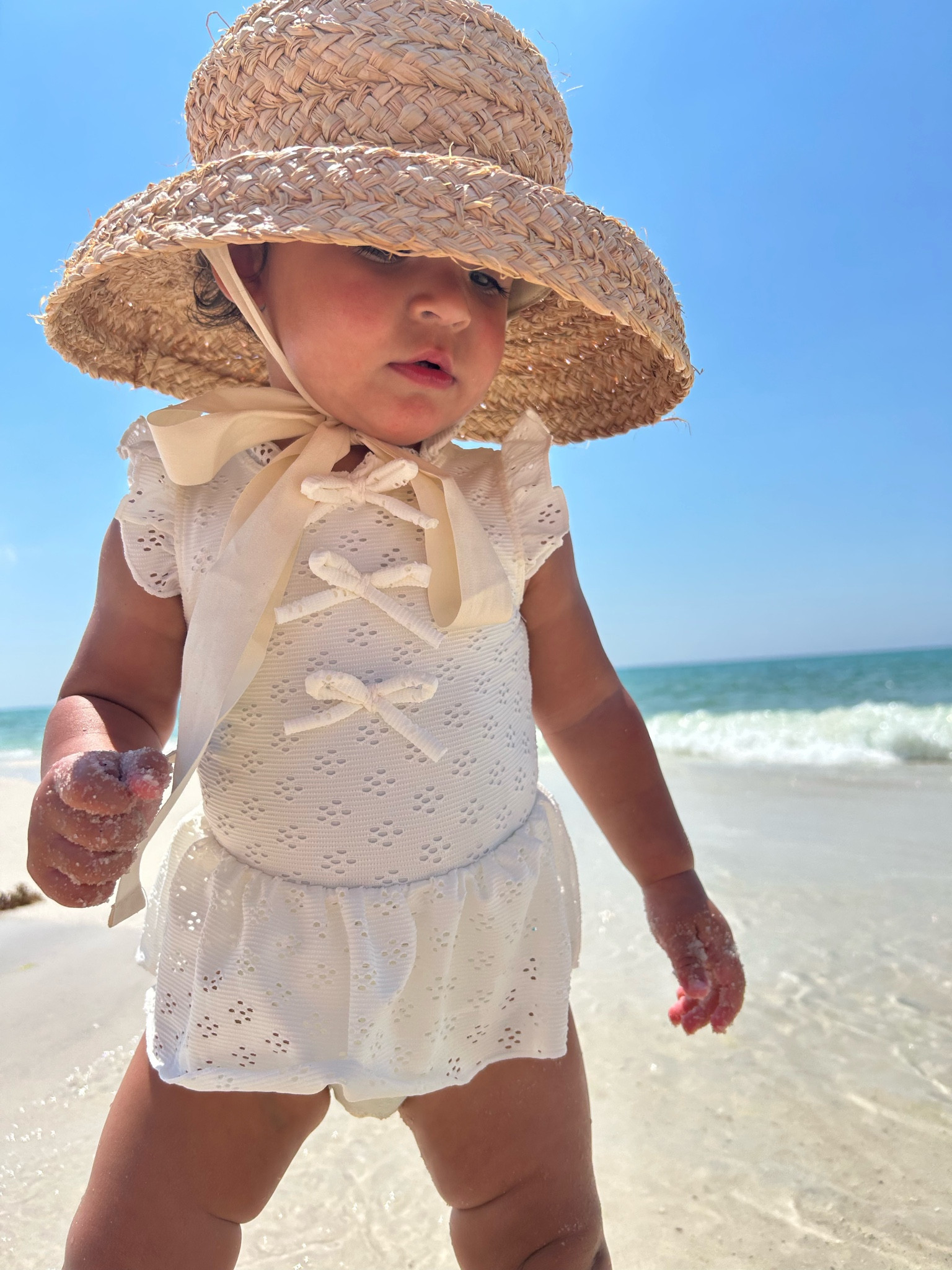 Grandmillenial / baby swimsuit / bows / eyelet / sun hat 

#LTKKids #LTKBaby #LTKFamily