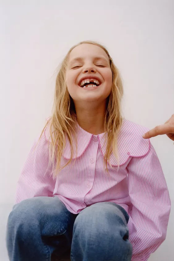 STRIPED SHIRT WITH EMBROIDERED COLLAR | Zara UK