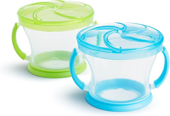 Munchkin Snack Catcher Toddler Snack Cups, No Spill, 2 Pack, Blue/Green | Amazon (US)