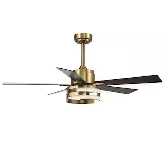 Lamober Randy 52 in. Indoor Integrated LED Crystal Gold Ceiling Fan with Light and Remote Control... | The Home Depot