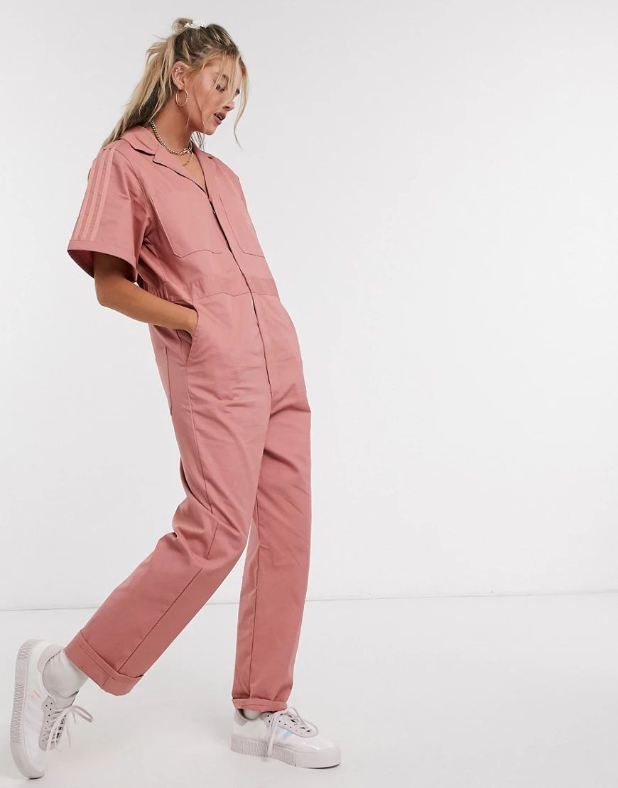 adidas Originals New Neutrals logo boilersuit in pink | ASOS (Global)